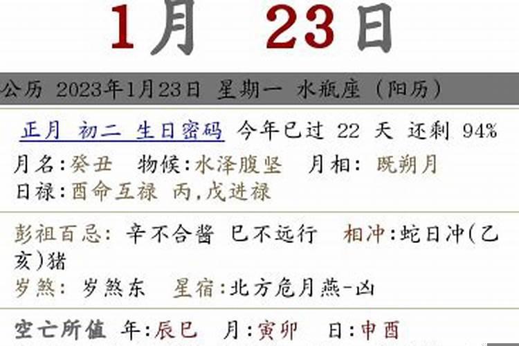 2021年农历正月23黄道吉日